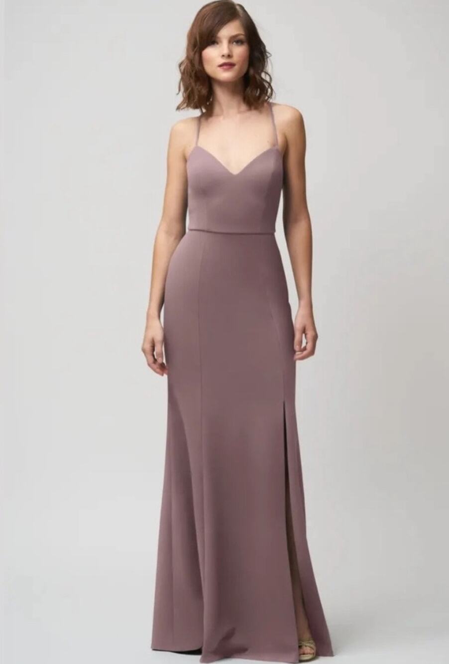 NWT Jenny Yoo Reese Bridesmaid Maxi Dress Size 8 Fig Mauve Wedding Formal